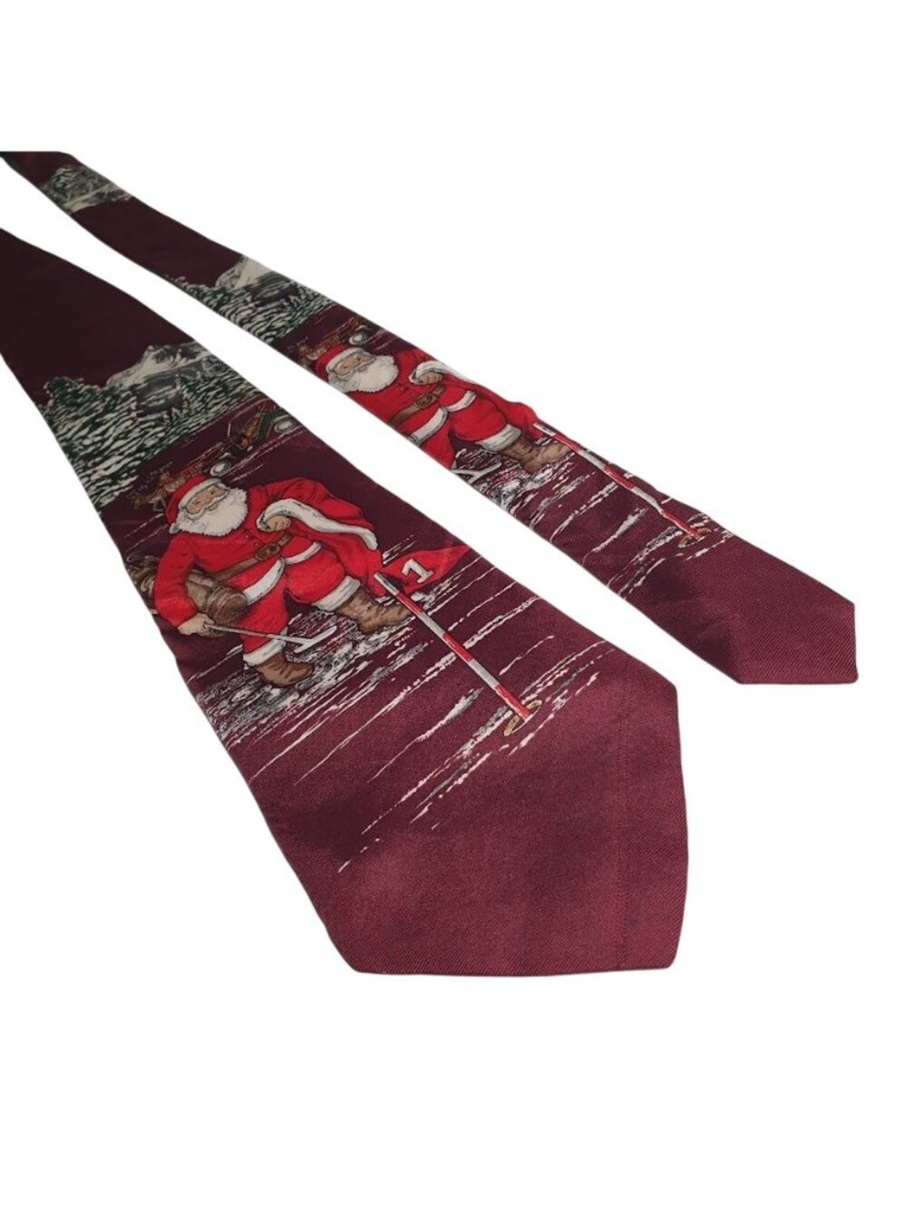 Santa Claus Golf Christmas Necktie Burgundy Basics By Craft And Barrow Silk